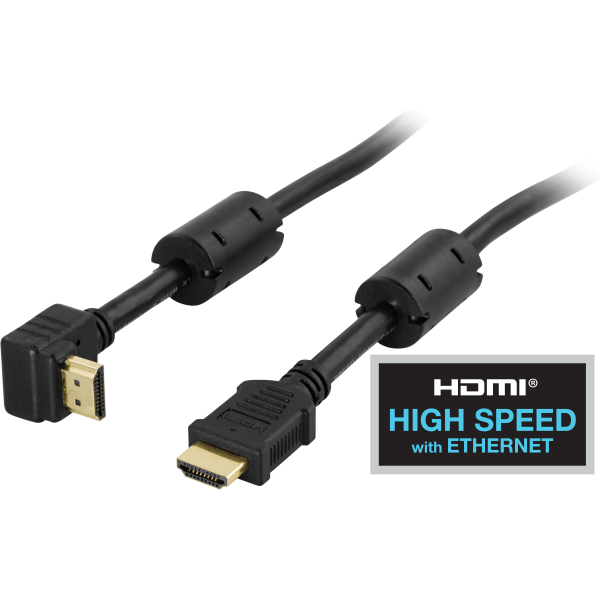 Angled HDMI cable, High Speed HDMI Ethernet, black, 2m