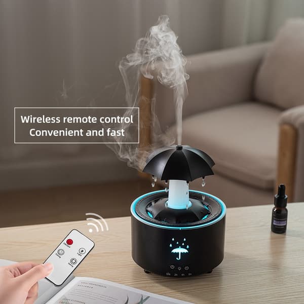 Rotationsvanddråbe Aroma Diffuser EU-stik - Ultralyd Luftfugter med Æterisk Olie Diffuser og 7-Farvet LED-lys White White