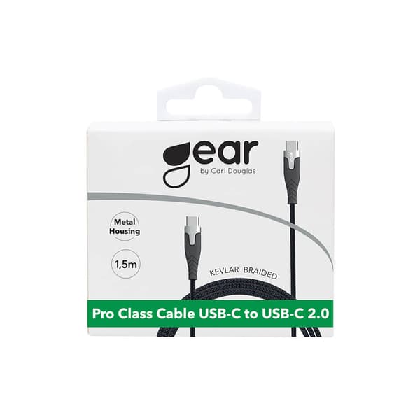 Ladekabel PRO USB-C til USB-C 2.0 1.5m Sort Kevlarkabel m/Metalkobling