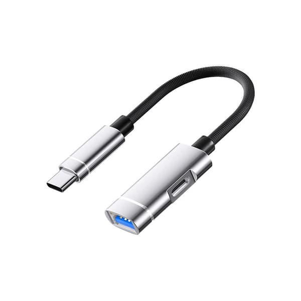 Type-C til USB Adapter Opladningsforlængerkabel - Dataoverførsel og Opladning Sølv