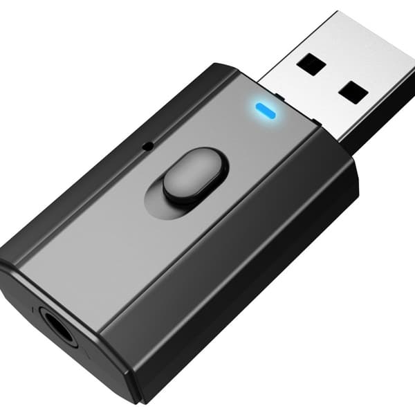 Bluetooth-adapter 4-i-1 TX/RX med Bluetooth 5.0 til hjem og bærbar lyd, 3.5mm Hi-Fi, plug and play, DC/5V, 10m rækkevidde