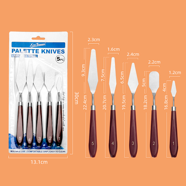 Palettknivset i plast, 5 delar, för oljemålning, GD-110595A