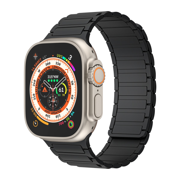 Silikone magnetrem til Apple Watch 1/2/3/4/5/6/7/8/9, Apple Watch SE Sort 42/44/45/49 mm