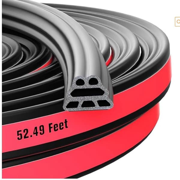 Tätningslist för bildörr - B-form 5 hål (10x8mm) 5 meter