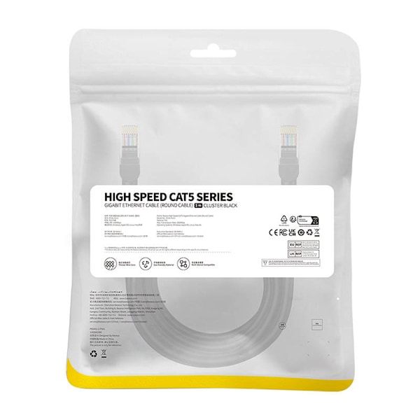 Baseus Ethernet CAT5, 5m netværkskabel (sort)