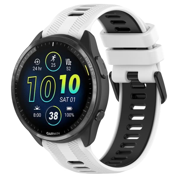 Vit & Svart Silikon Klockarmband för Garmin Forerunner 965