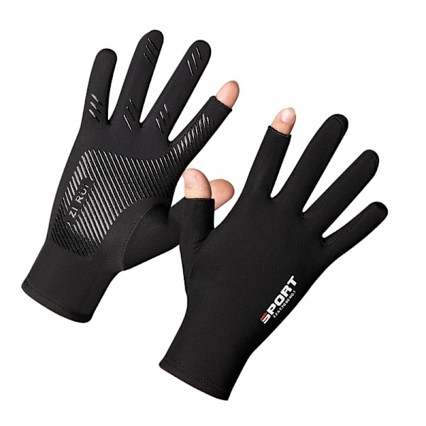 Sport Touch Screen Handskar, Tunn Fleece, Två Fingrar Exponerade M