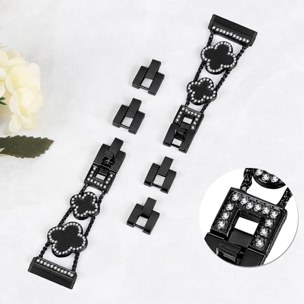 Cloverlink-armband för Fitbit Versa 3/4/Sense 2 Black Black