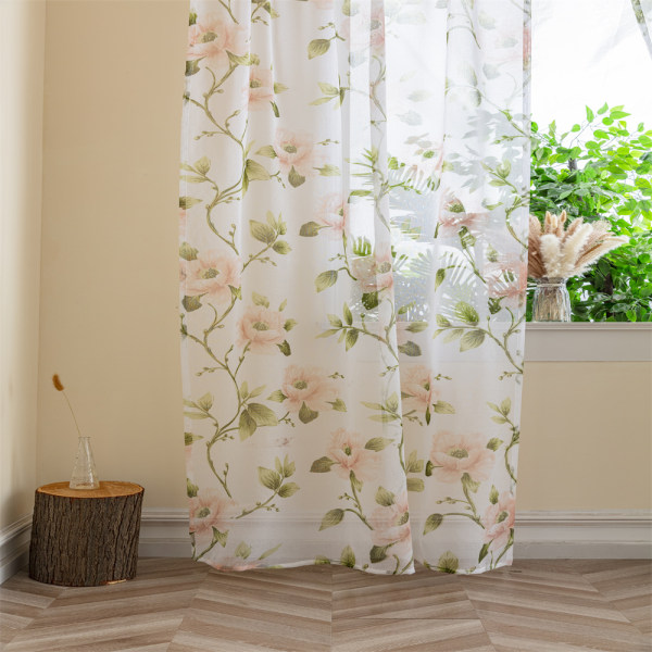 Långa semi-transparenta gardiner semi draperier för sovrum varda Rosa 1 x 2.7 m