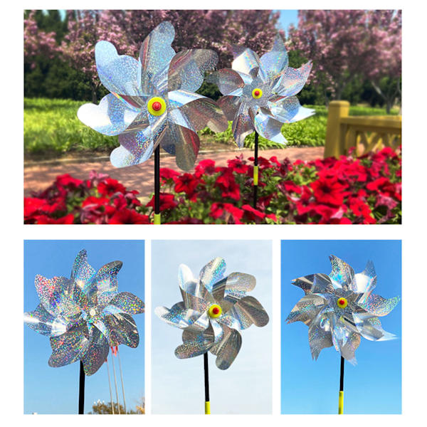 Reflekterande Fågelskrämma / Vindsnurra - Silver 2-pack