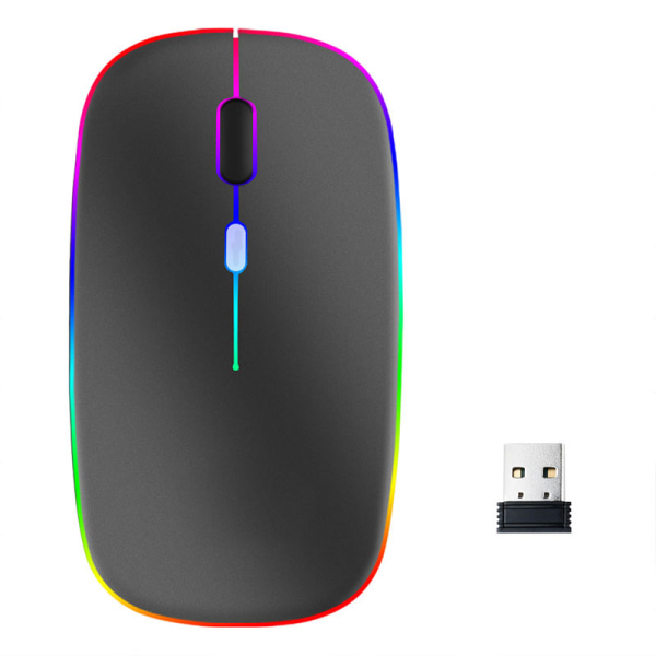 Trådløs Bluetooth-mus USB-opladning med farverigt baggrundsbelysning Sølvgrå