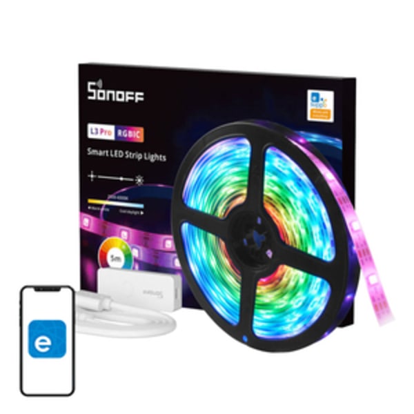 Smart WiFi RGBIC LED-ljusremsa Sonoff L3 Pro 5m Vit