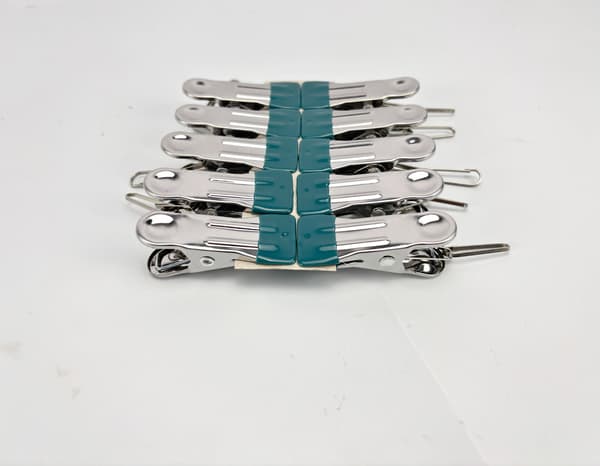 10 pakke rustfrit stål dobbelthovede gummibelagte clips Green Green