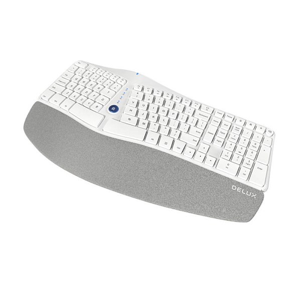 Trådlöst ergonomiskt tangentbord Delux GM901D BT+2.4G (vit)