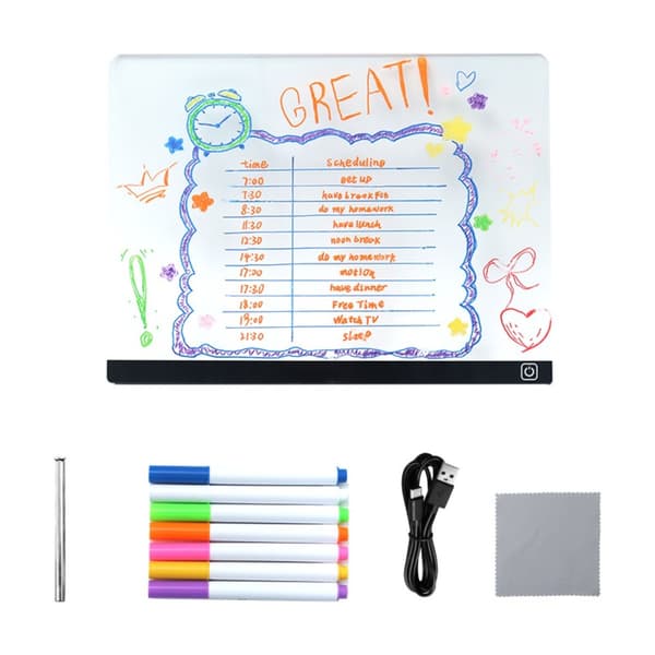DIY Transparent LED Message Board - Ljus Upp Raderbar Akryl Ritbord med USB-C Extra Large Extra Large