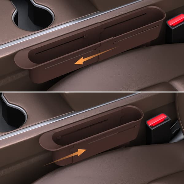 Justerbart bilstol gap organizer sæt Brown Brown