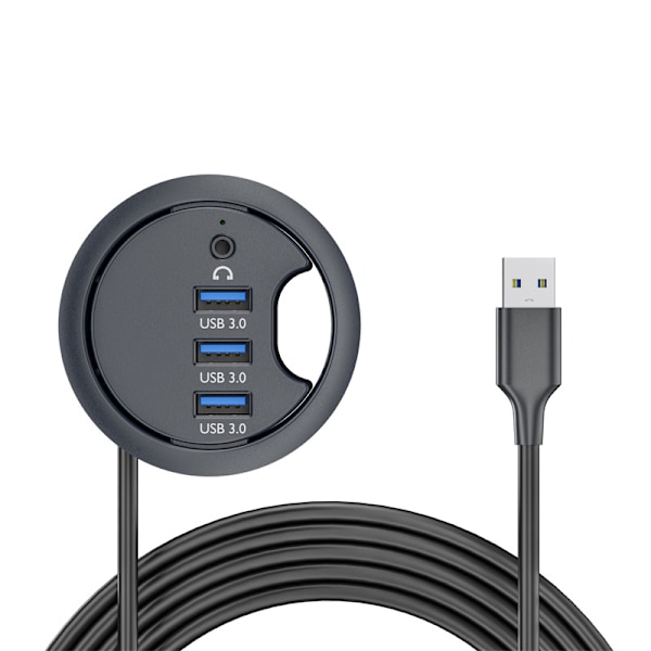 USB 3.0 Hub med 3 USB-A-porte og lydinterface