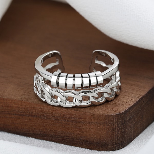 Justerbar Anti-stress ring med drejelige ringe Sølv Sølv