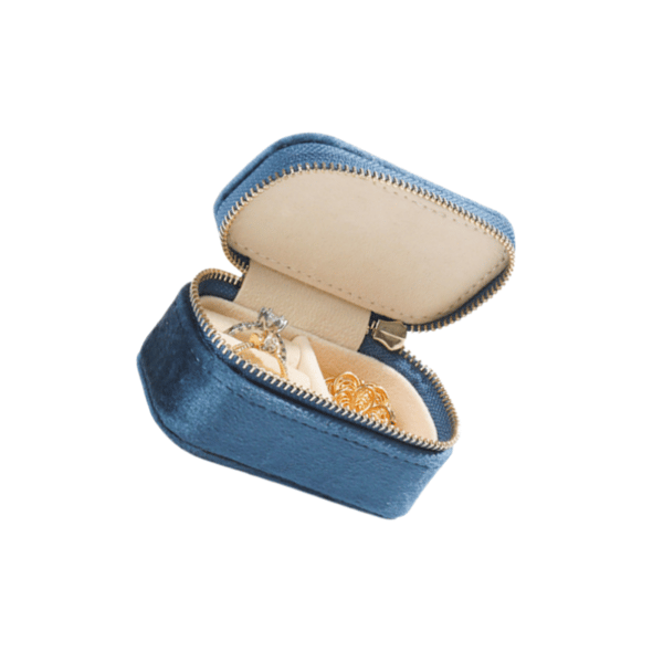 Sammet mini bärbar smyckeskrin NavyBlue NavyBlue