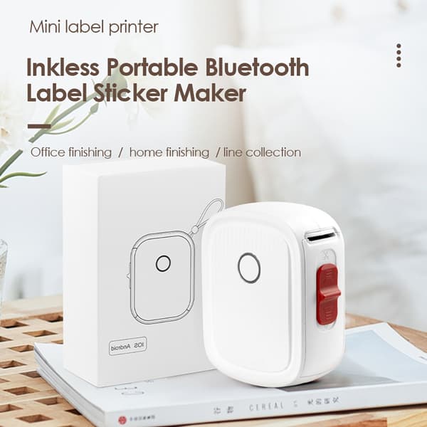 Bærbar Mini Termisk Mærkatmaskine - 1/2-Tommers Bluetooth Labelprinter, Hvid, Kompatibel med Android og iOS