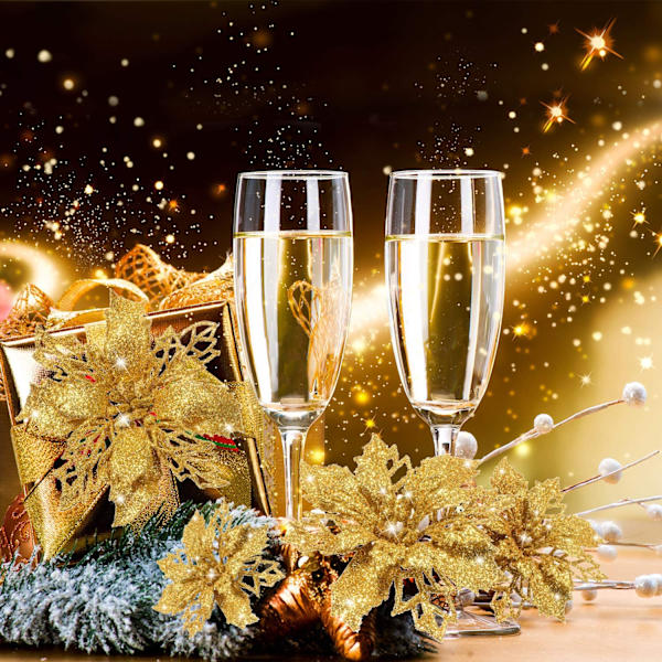 Kunstige blomster juledekoration 5-pak Guld