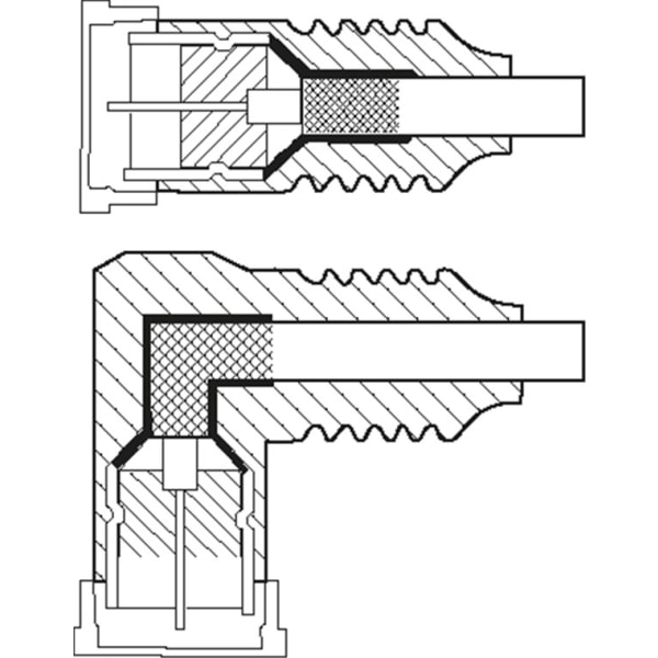 Vinklad SAT-antennkabel (80 dB), dubbelskärmad