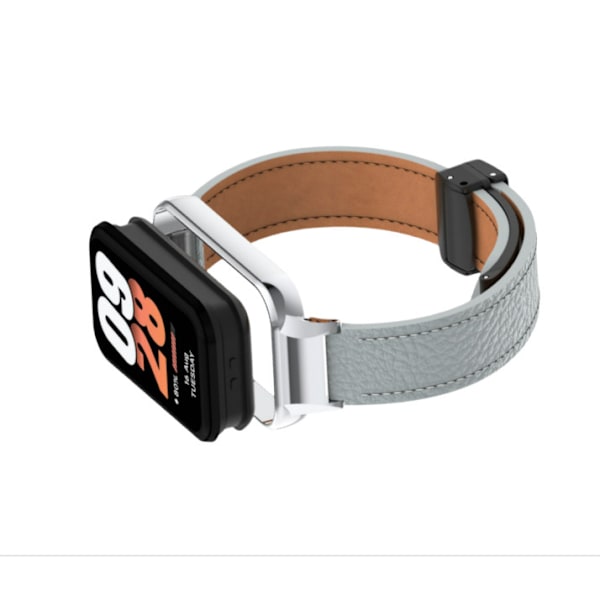 Xiaomi Smart Band 8 Active Strap med Litchi-mönster magnetiskt spänne Grå