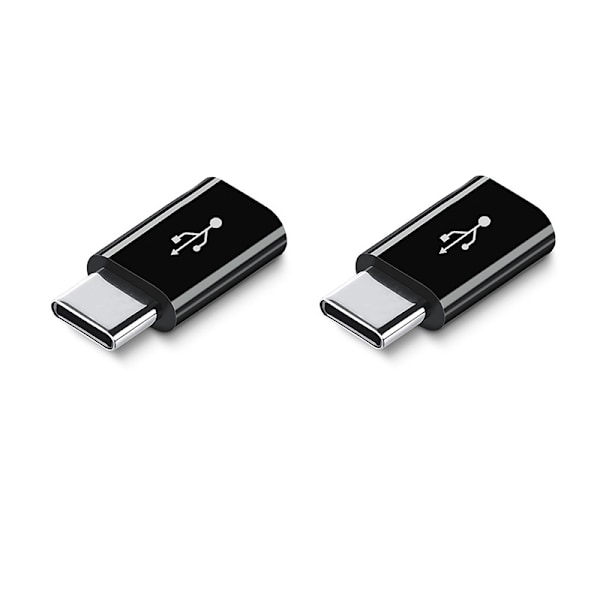 2-pak korte Android til USB-C adaptere Black Black