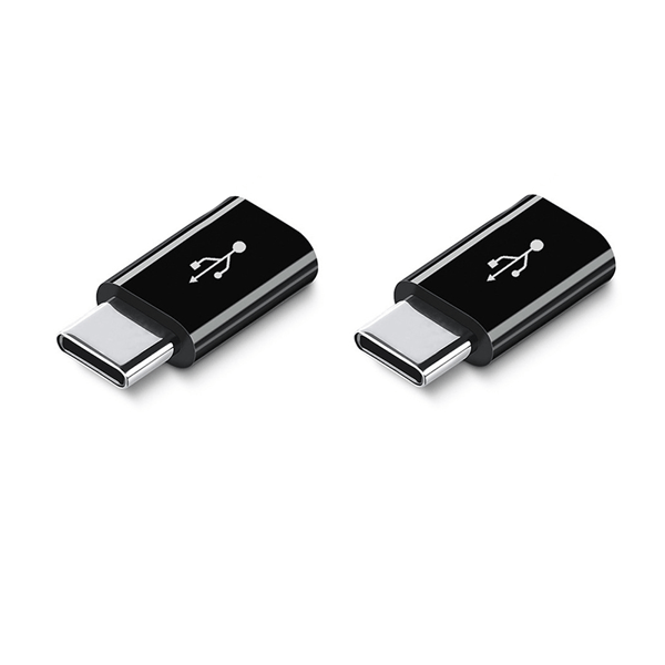 Android till USB-C-adapter 2-pack kort – PD 5A snabbladdning och dataöverföring, plug-and-play för resor och vardagsanvändning, kompakt lätt att bära Black