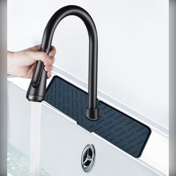 Multifunktionel foldbar vandhane drypmåtte stor silikone vandhane pad Grey Grey