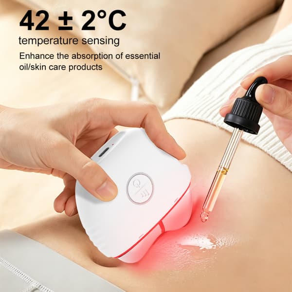 Elektrisk EMS-gua sha-apparat med varmeprobe og farvelys til ansigt og krop White White