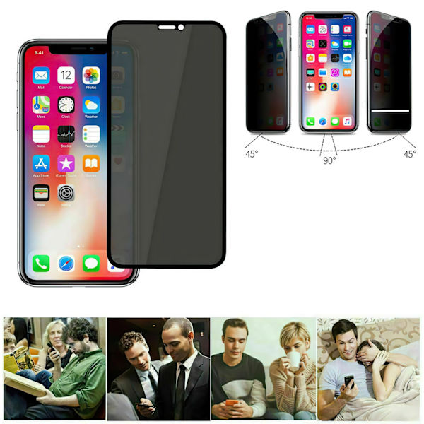 iPhone XR Privacy -näytönsuoja - Anti-Spy, Naarmuuntumaton, täydellinen suojaus iPhone XR Musta