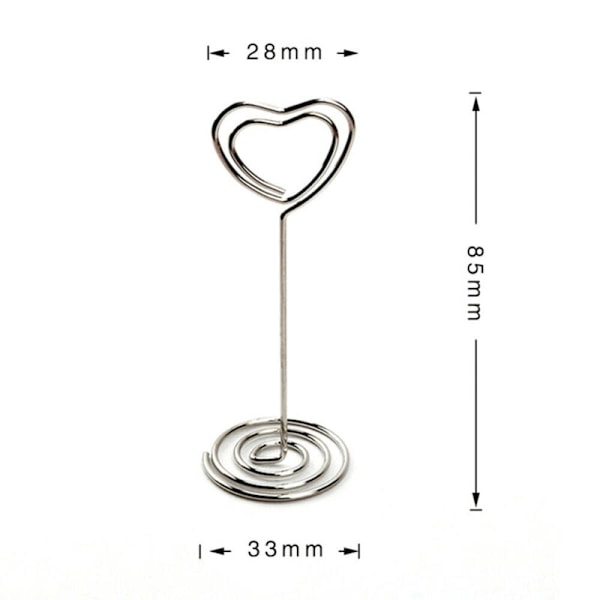 10 pakke hjerteformede papirclips Memo Holder Note Holder Sølv