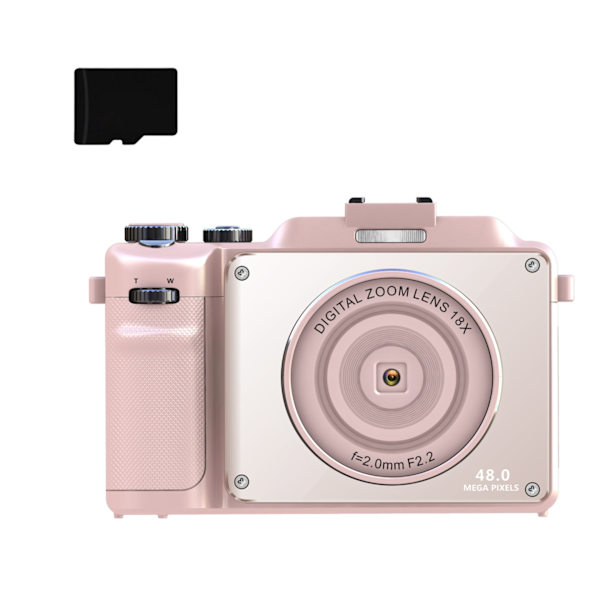 INF Digitalkamera 4K/48MP/18X digital zoom/autofokus/dubbelkamera 32GB minneskort Svart