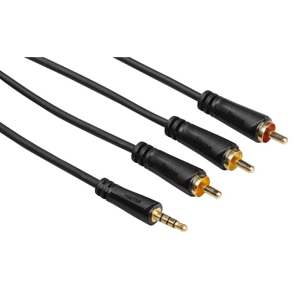 Kabel 4pin 3,5mm-3 Phono 3,0m Sort Guldbelagt TL