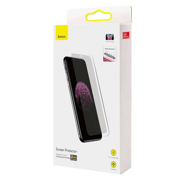 Baseus 0,3 mm skärmskydd (2 st förpackning) för iPhone XS Max/11 Pro Max 6,5 tum