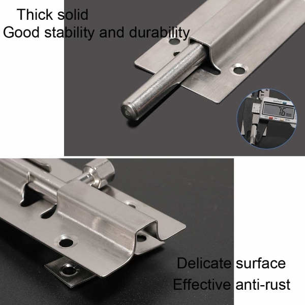 Dörrspärr regel dörr skjutregel med skruvar rostfritt stål 2-set 6 tum