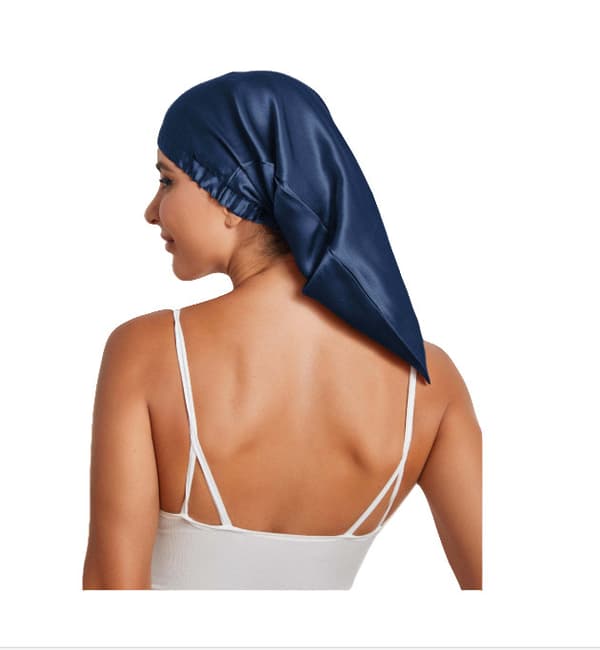 Sidensovmössa för långt hår, satinsömnmössa för kvinnor NavyBlue NavyBlue