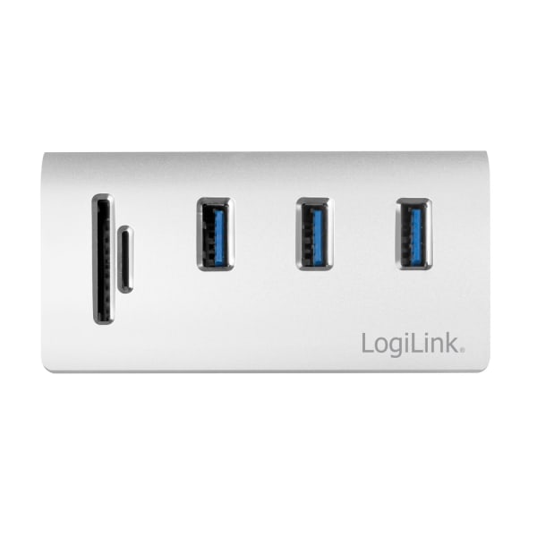 LogiLink USB3.0 3-port hub + minneskortsläsare