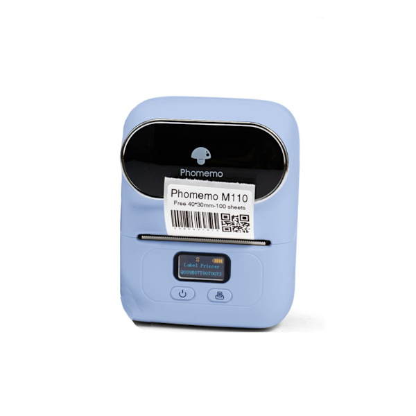Bluetooth termisk etiketprinter til stregkode, pris og smykkemærkater — 203dpi 20-50mm 1200mAh kompatibel med iOS Android Windows Mac Linux Blue Blue