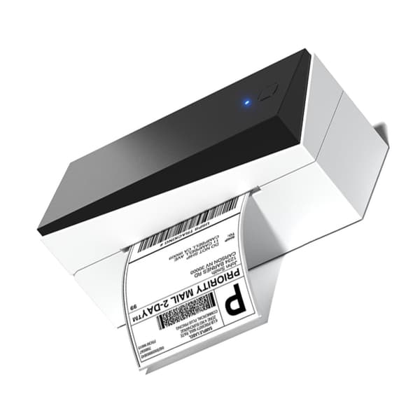 Bluetooth termisk etikettsskrivare 203dpi 108mm utskriftsbredd 150mm/s för e-handel, lager och kassa USB-B & Bluetooth, 30 rullar ingår Black&White Black&White