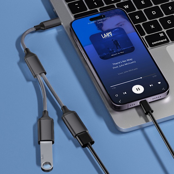 Typ-C till Dual USB 2.0-Adapter Svart