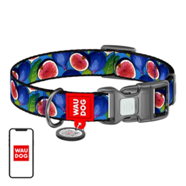 Waudog "Fig" hundhalsband i nylon med QR-kod, storlek S