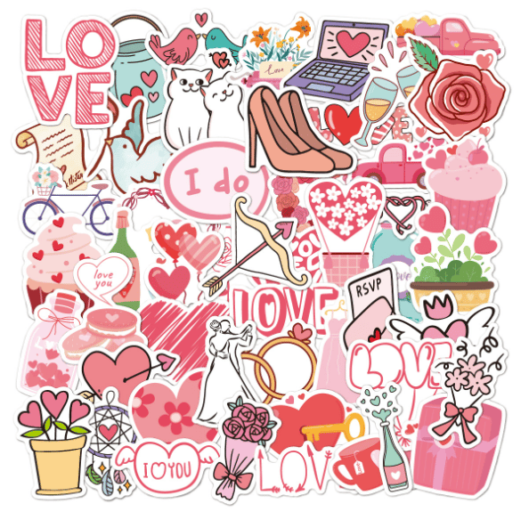 Love Heart Stickers 50-pak MultiColor N14 MultiColor