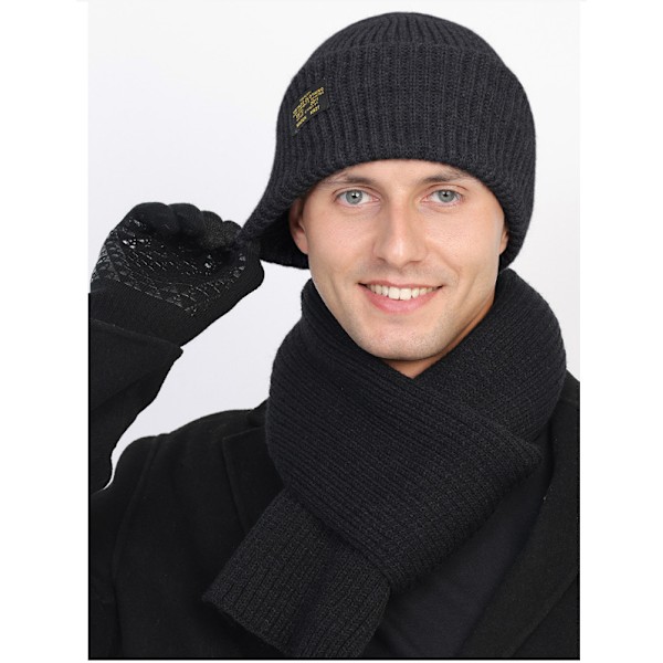 To-i-en Stablet Beanie Hat Mænds Sort