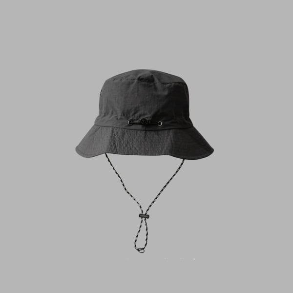 Bred Brättad Bucket Hat / Solhatt Grå