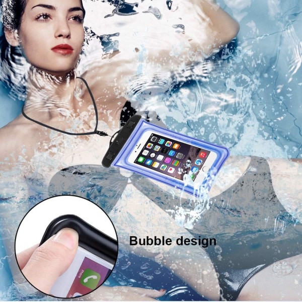 Flydende vandtæt mobiltaske universal størrelse Blå  2 pack