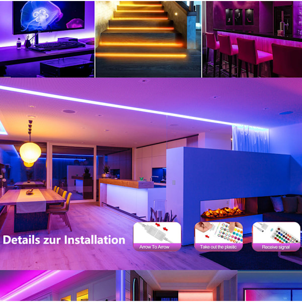 30M LED Strip Lights Kit med Bluetooth App Kontrol