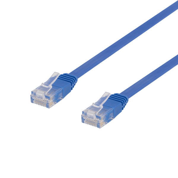 U/UTP Cat6 patch cable, flat, 3m, 250MHz, blue