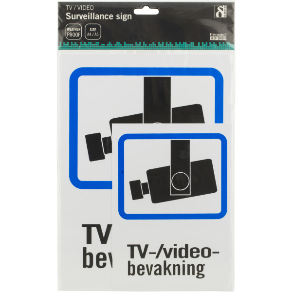 Plastskylt, TV/Video-bevakning, A4 & A5-storlek